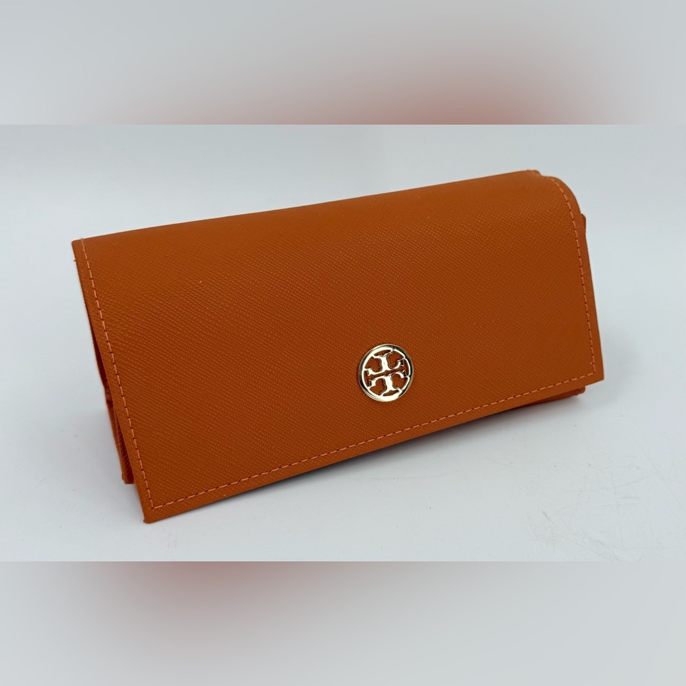 Tory Burch Glasses Sunglasses Semi Rigid Orange Faux Leather Case New‎ NWOT